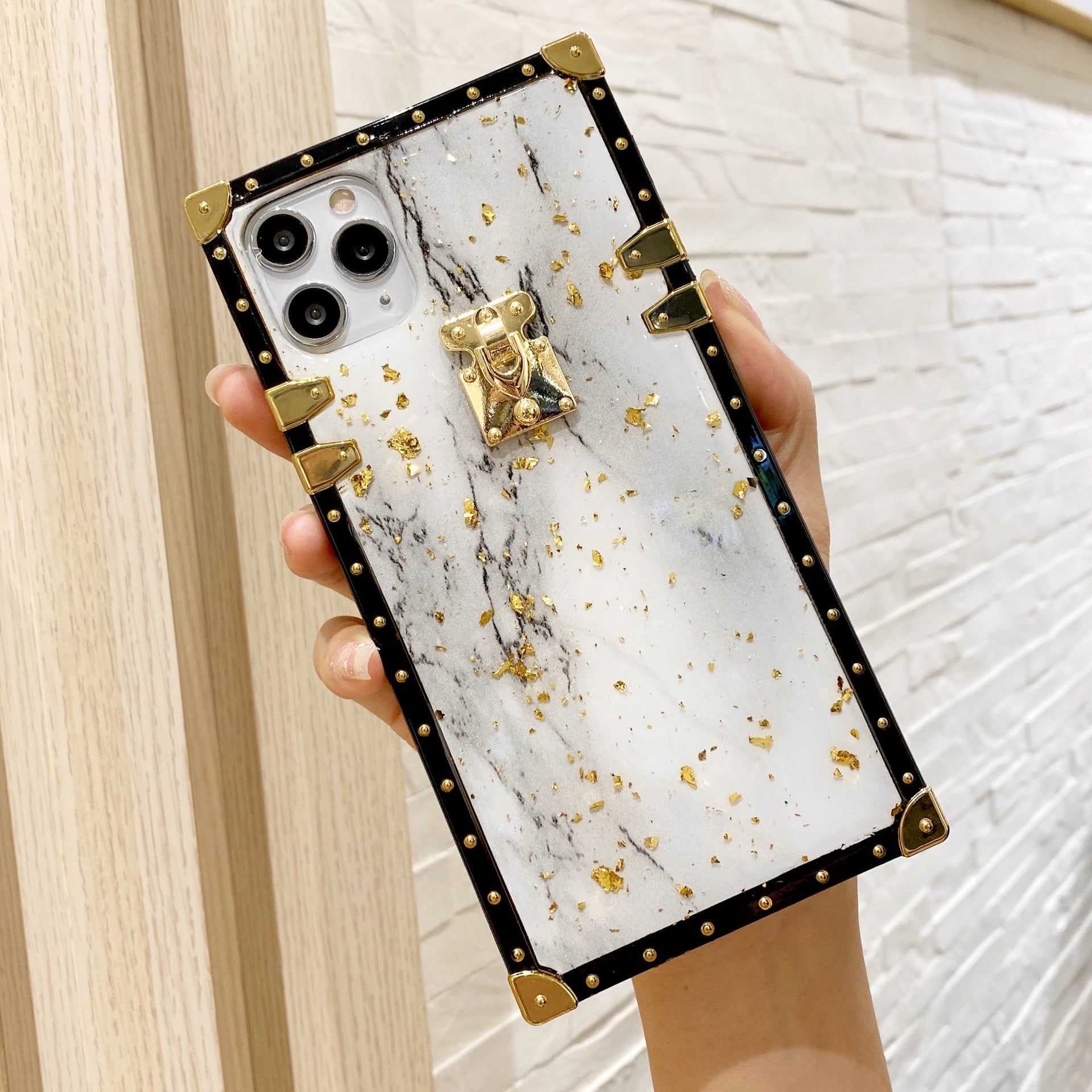 Compatible with Apple , Marbled Gold Foil Epoxy Phone Case