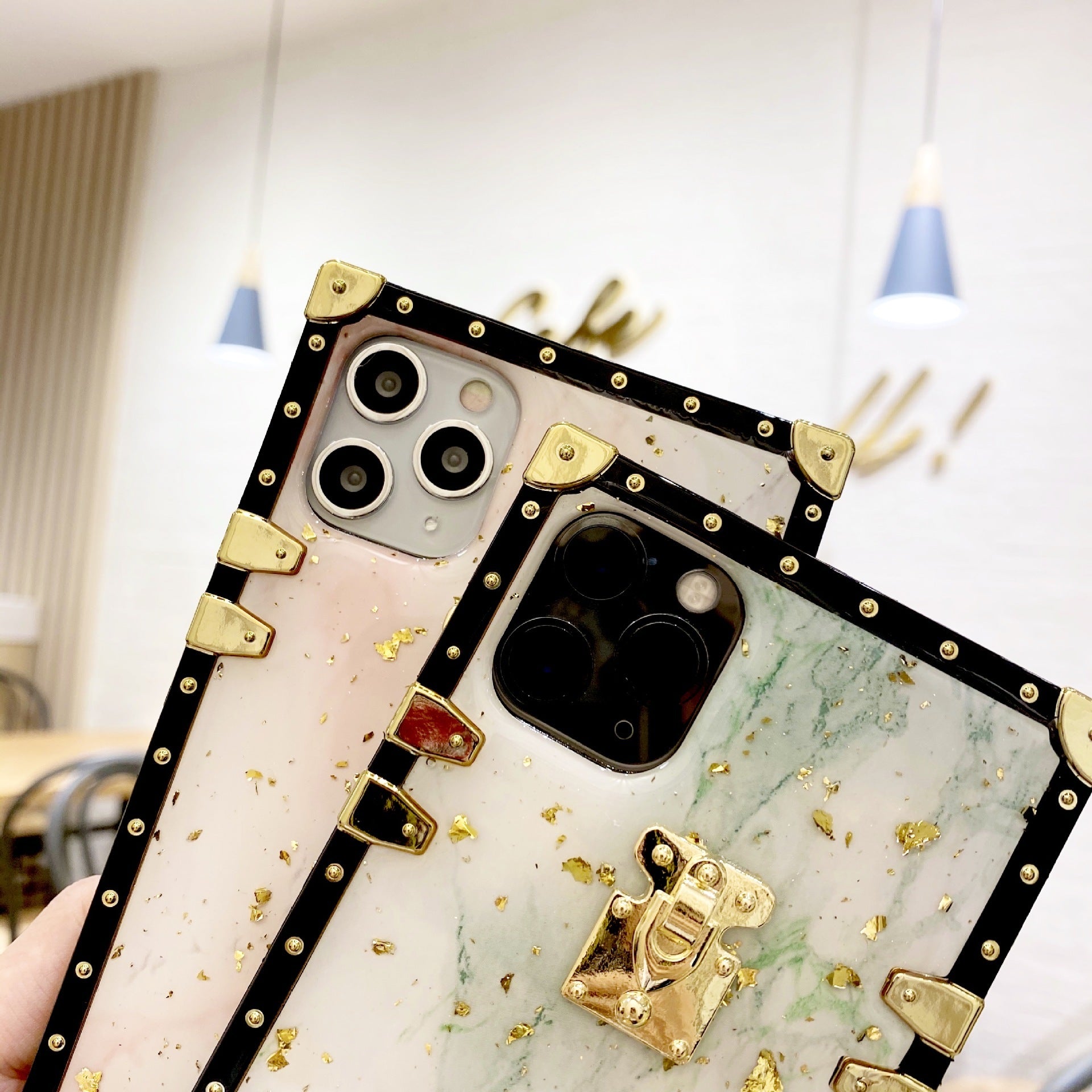 Compatible with Apple , Marbled Gold Foil Epoxy Phone Case