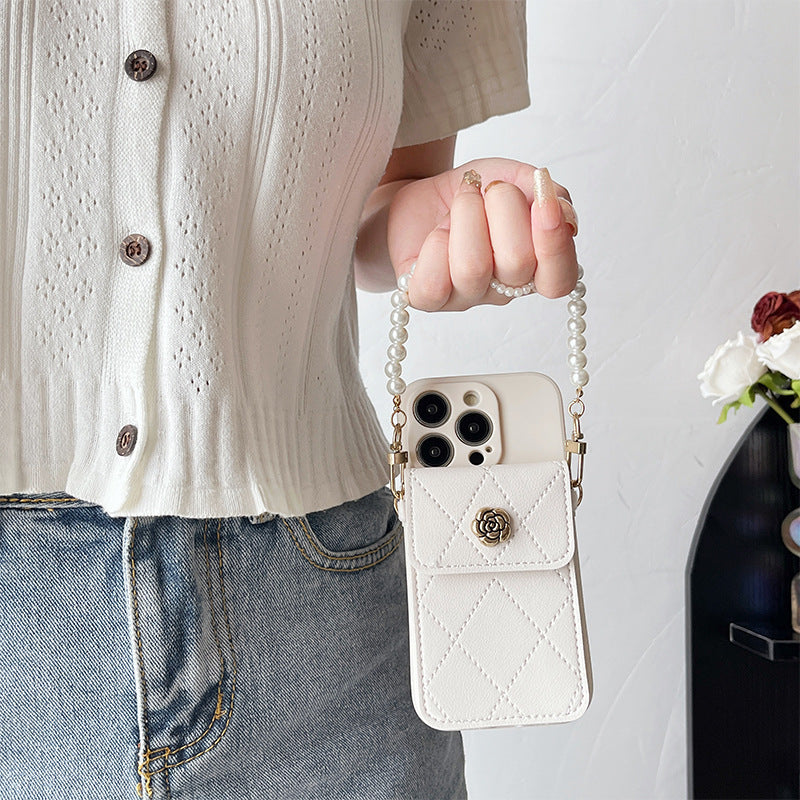Crossbody Rope Diamond Metal Flower Phone Case