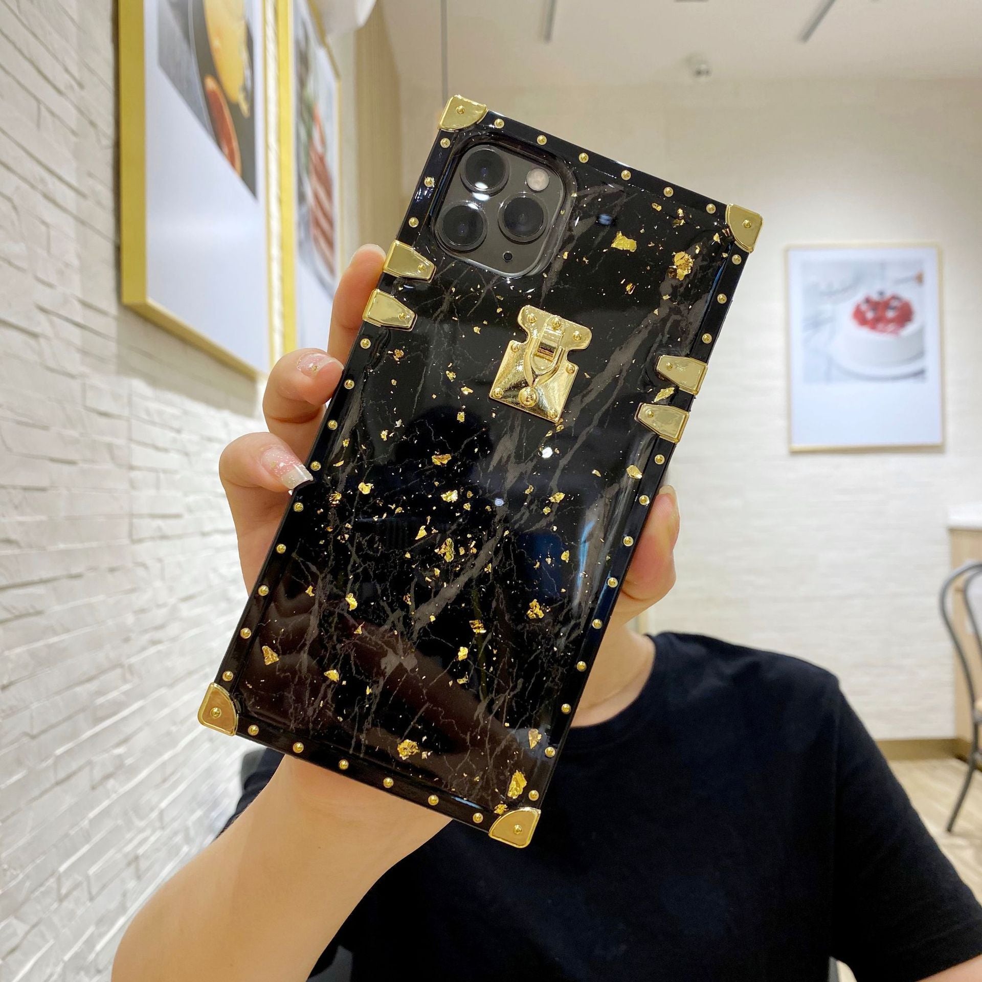 Compatible with Apple , Marbled Gold Foil Epoxy Phone Case