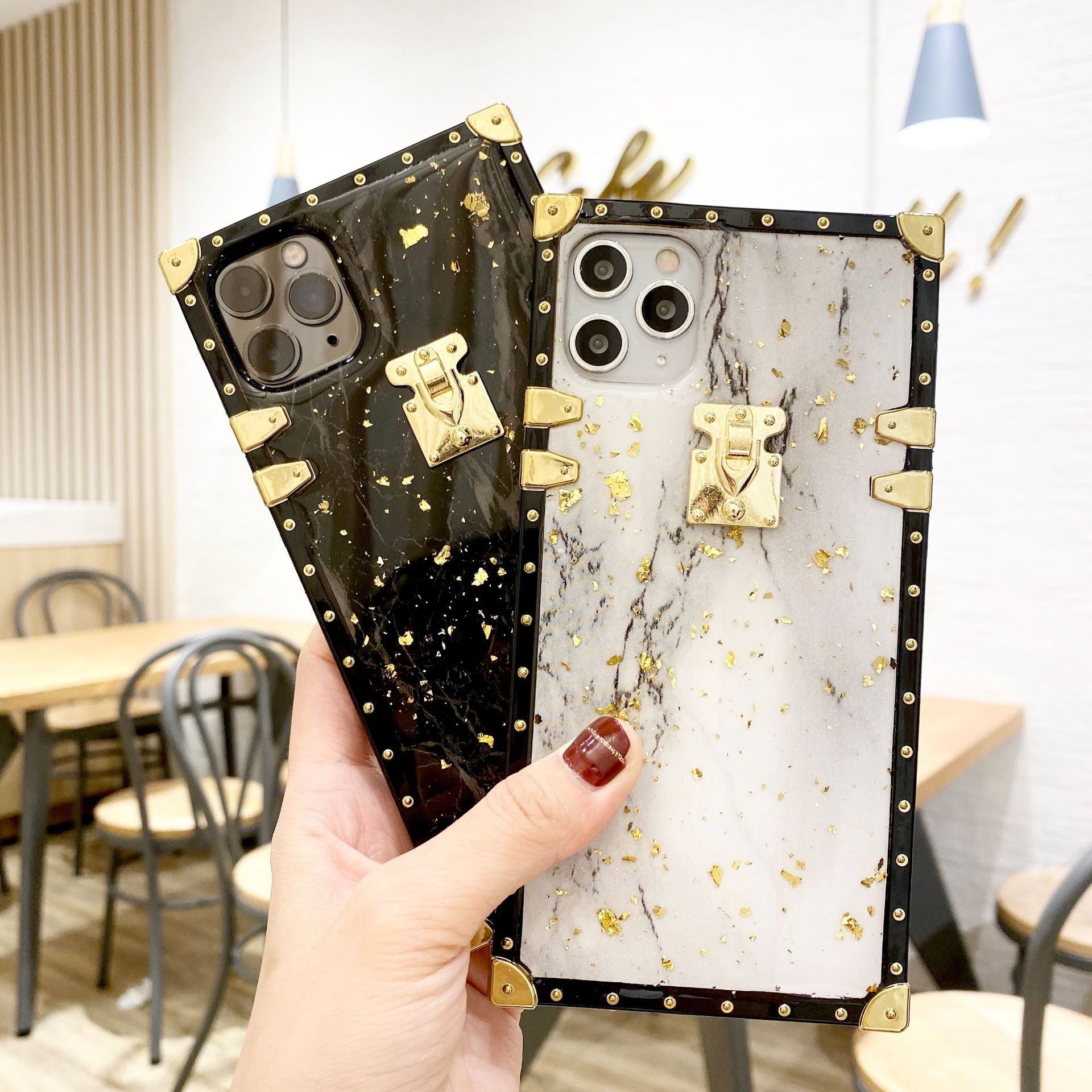 Compatible with Apple , Marbled Gold Foil Epoxy Phone Case