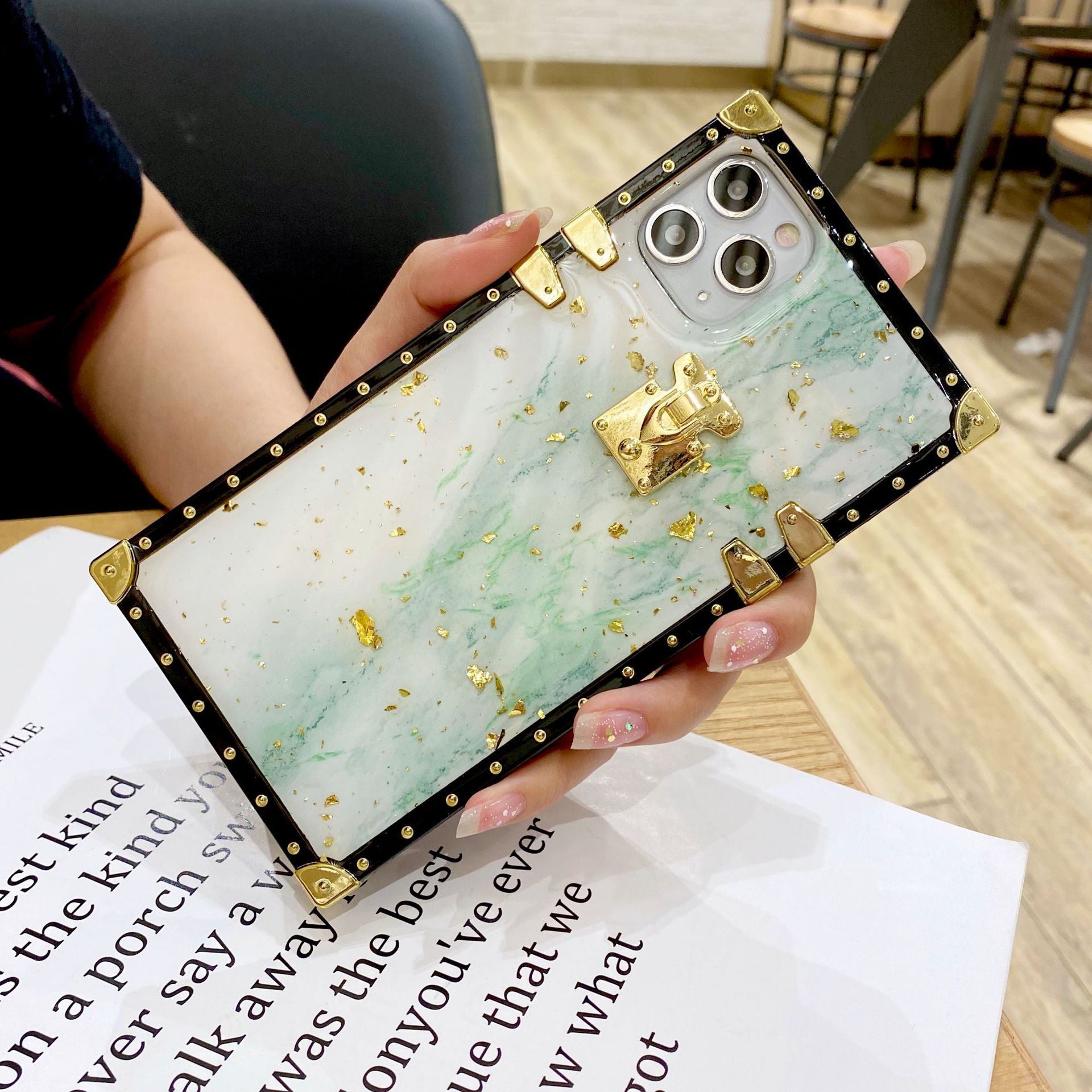 Compatible with Apple , Marbled Gold Foil Epoxy Phone Case