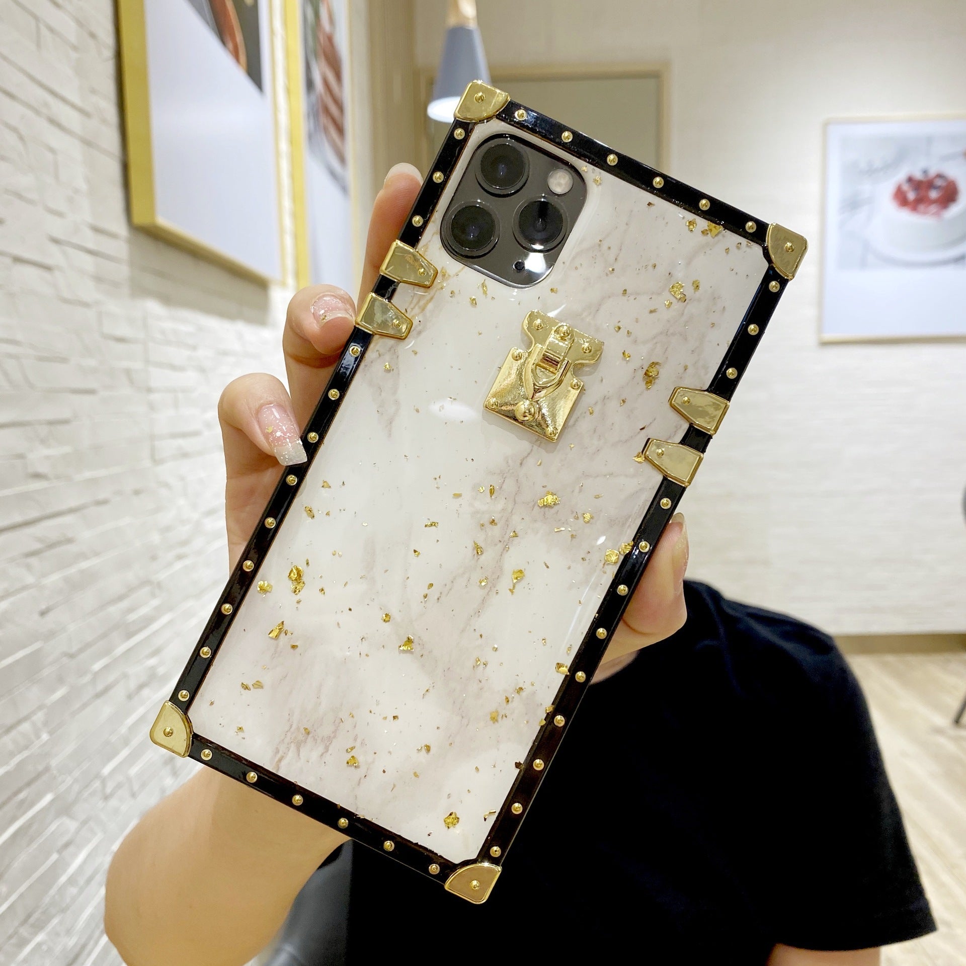 Compatible with Apple , Marbled Gold Foil Epoxy Phone Case