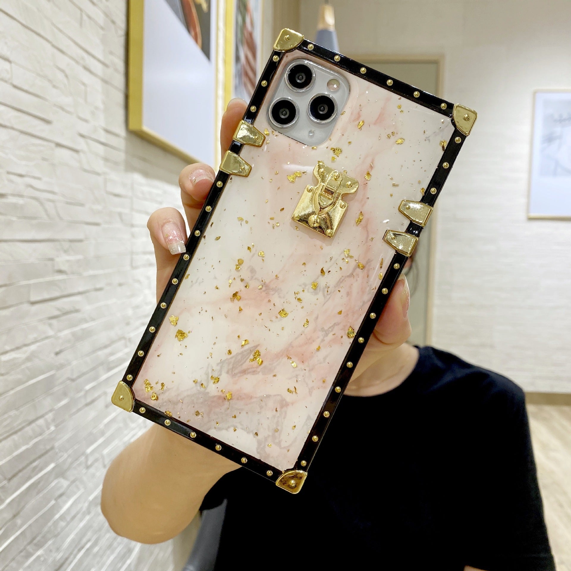 Compatible with Apple , Marbled Gold Foil Epoxy Phone Case
