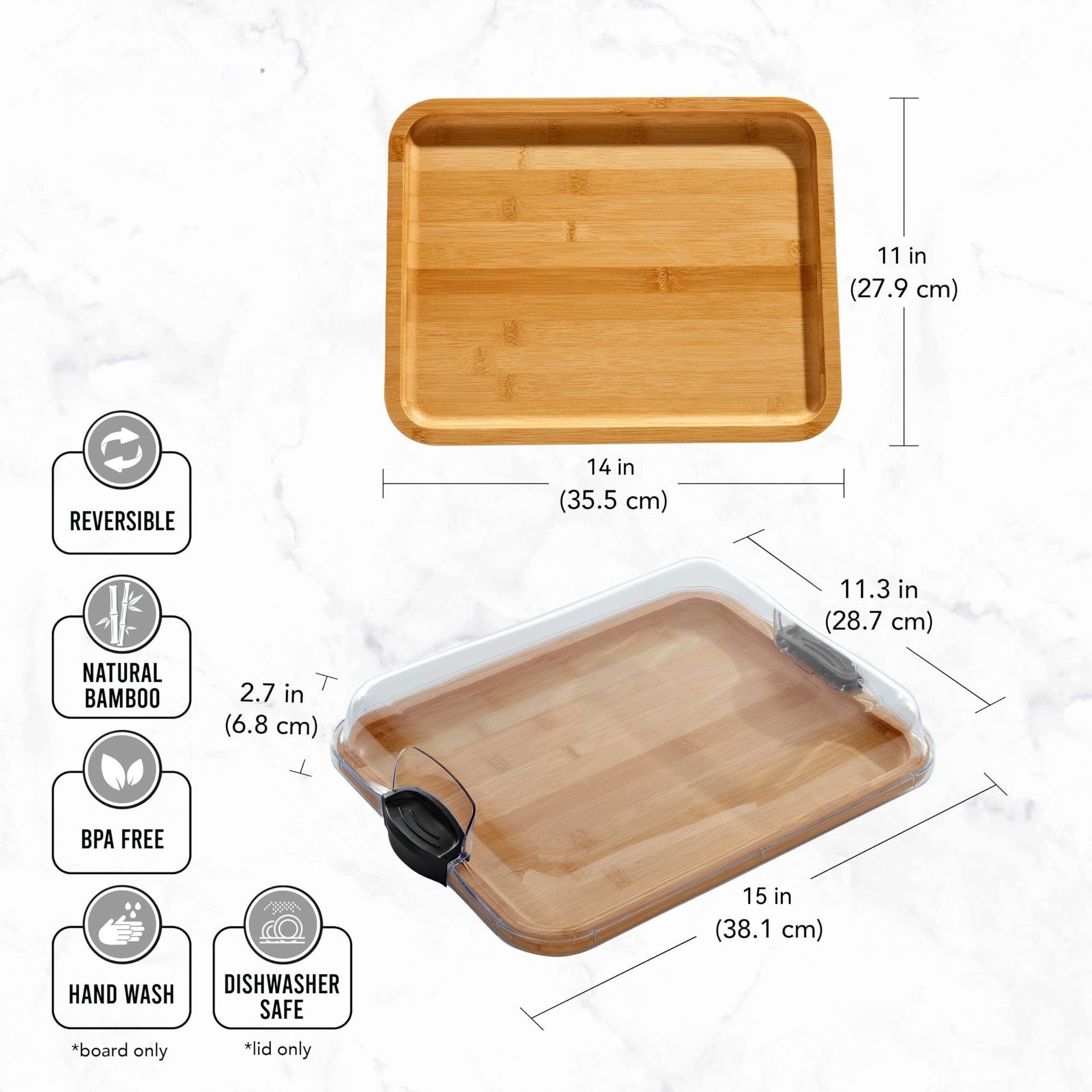 Bamboo Chopping Board Household With Transparent Lock Cover