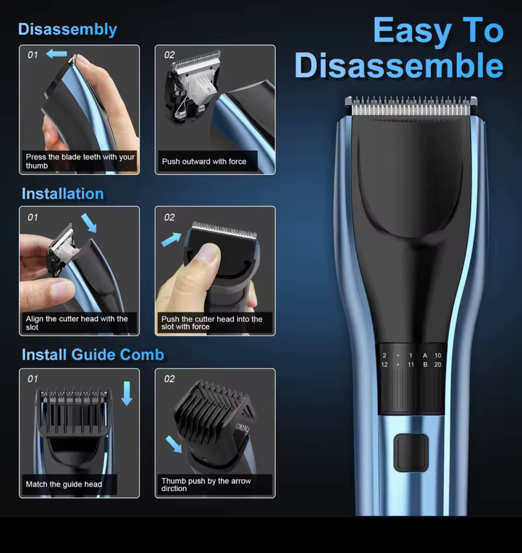 SEJOY Professionelle Herren-Haarschneidemaschine – Kabelloser Haarschneider & Barttrimmer, Wiederaufladbar, Präzises Schneiden für Männer