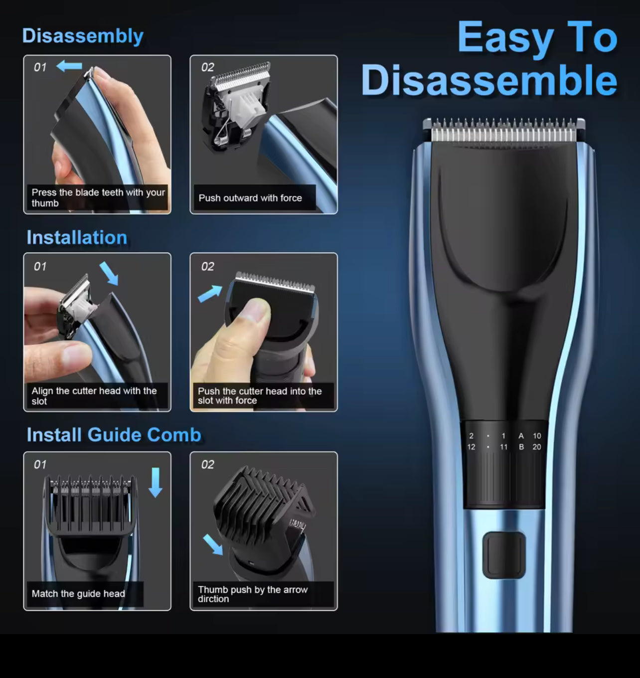 SEJOY Professionelle Herren-Haarschneidemaschine – Kabelloser Haarschneider & Barttrimmer, Wiederaufladbar, Präzises Schneiden für Männer