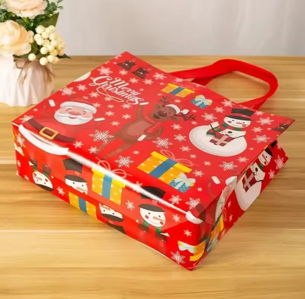 10pieces Christmas Tote Bag Santa Elk Snowflake Gift Bags Non-woven Waterproof Printed Bags Thickened Holiday Decor Supplies