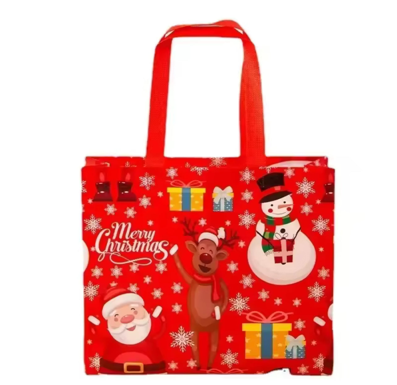 10pieces Christmas Tote Bag Santa Elk Snowflake Gift Bags Non-woven Waterproof Printed Bags Thickened Holiday Decor Supplies