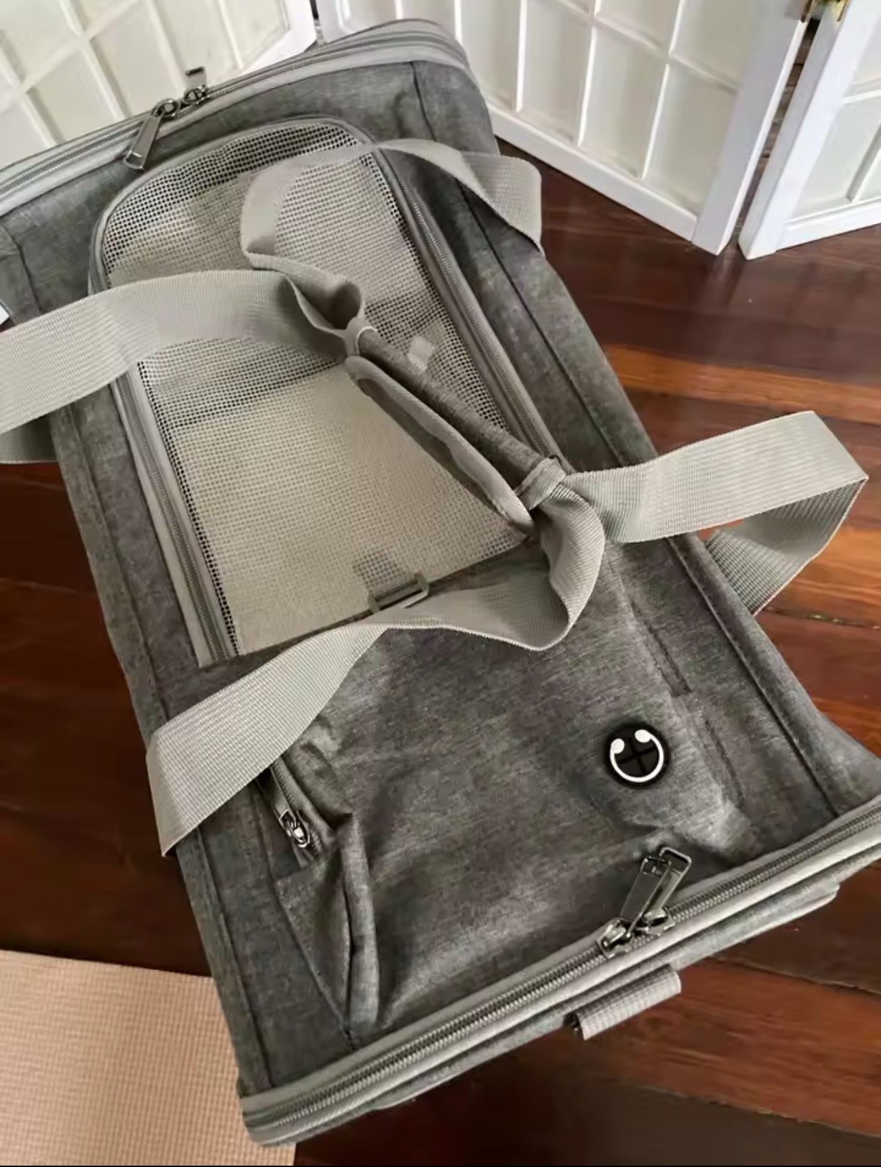 Pet Travel Carrier - Soft-Sided Cat & Small Dog Bag with Mesh Windows, Gray