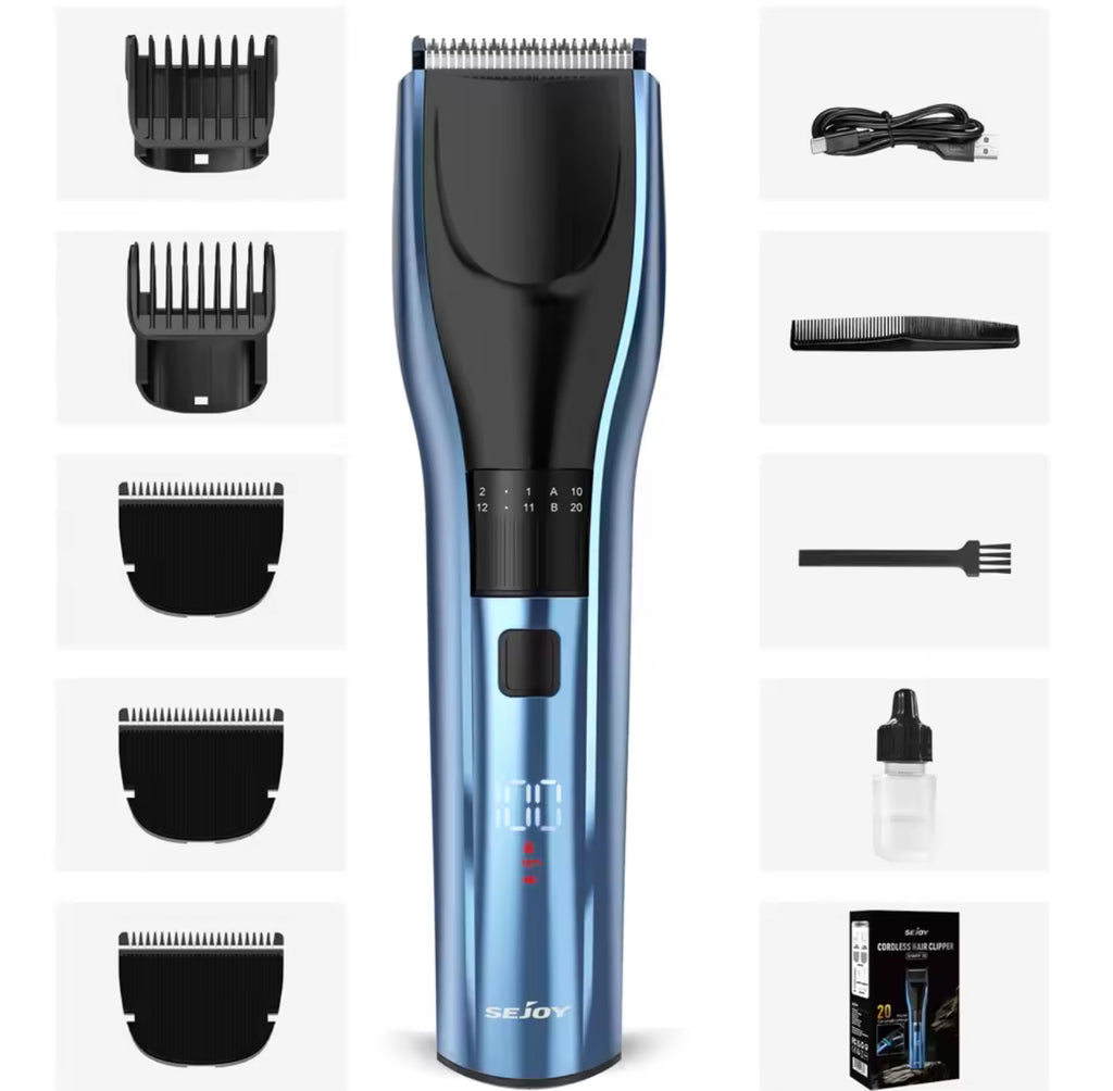 SEJOY Professionelle Herren-Haarschneidemaschine – Kabelloser Haarschneider & Barttrimmer, Wiederaufladbar, Präzises Schneiden für Männer