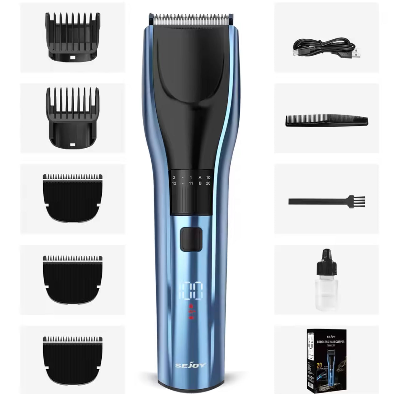 SEJOY Professionelle Herren-Haarschneidemaschine – Kabelloser Haarschneider & Barttrimmer, Wiederaufladbar, Präzises Schneiden für Männer