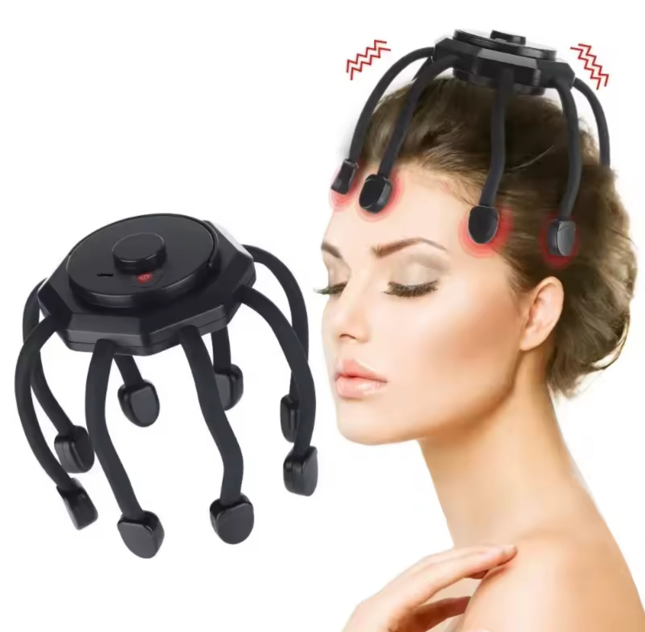 Elektrischer Kopfmassagegerät – Octopus Scalp Massager mit 20 Kontaktpunkten & 5 Modi, Rotlicht-Therapie, Entspannung & Stressabbau