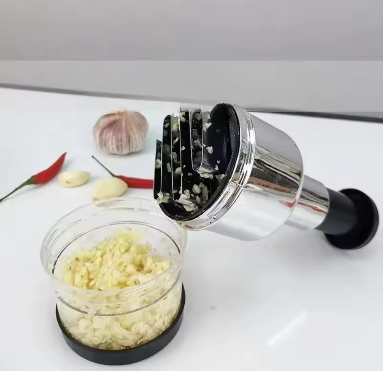 Manual Vegetable Chopper + Crinkle Wave Cutter Set – Stainless Steel Chopper (Pull-String) & Vegetable Wave Slicer – Kitchen Bundle