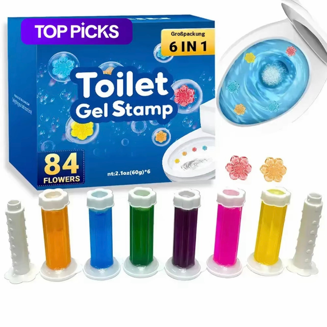 Toilet Gel Stamp – WC-Reiniger Gel Stempel (6-in-1 Großpackung