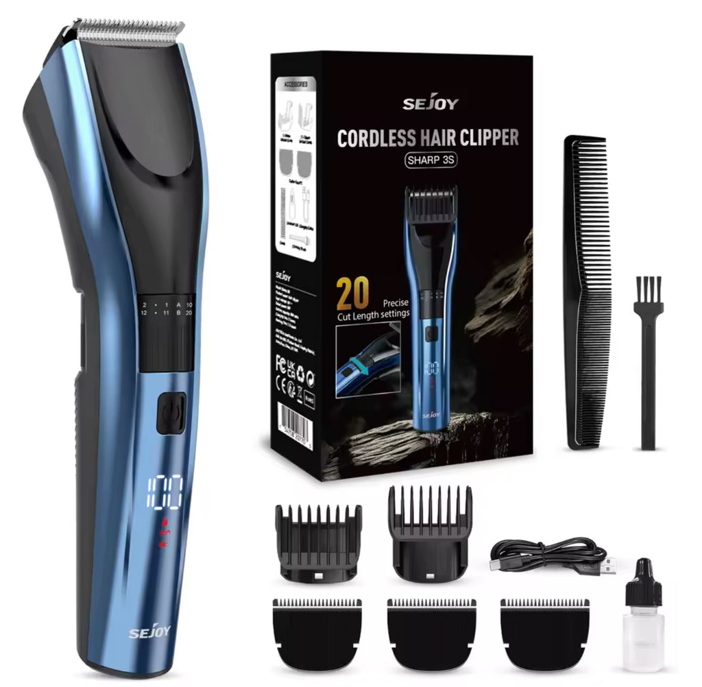 SEJOY Professionelle Herren-Haarschneidemaschine – Kabelloser Haarschneider & Barttrimmer, Wiederaufladbar, Präzises Schneiden für Männer