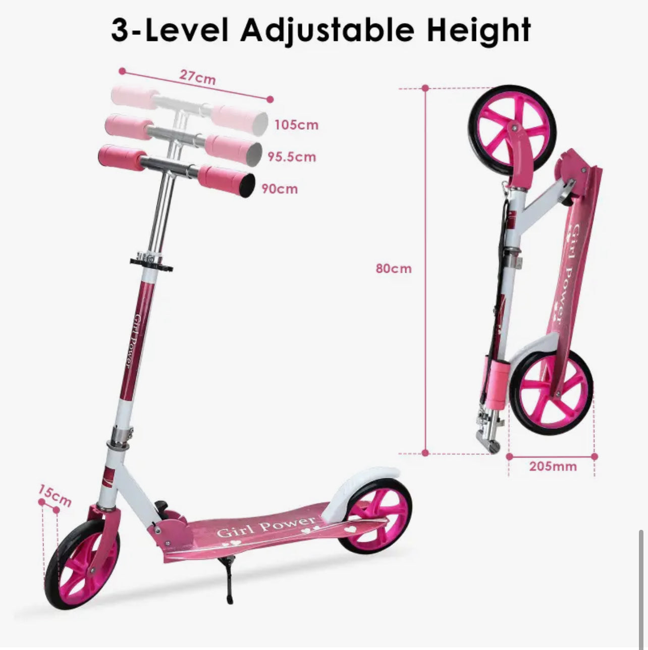 Foldable City Kick Scooter – Adjustable Height, Lightweight Aluminum Tret Scooter for Adults & Kids – 4 Colors – Big PU Wheels, Freestyle Design
