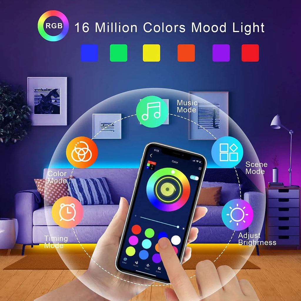 24V Led Strip Lights 10m 20m 30m 40m Led Lighs Music Sync Led Tape with Remote&App Control Flexible Ribbon for Room Party Decor