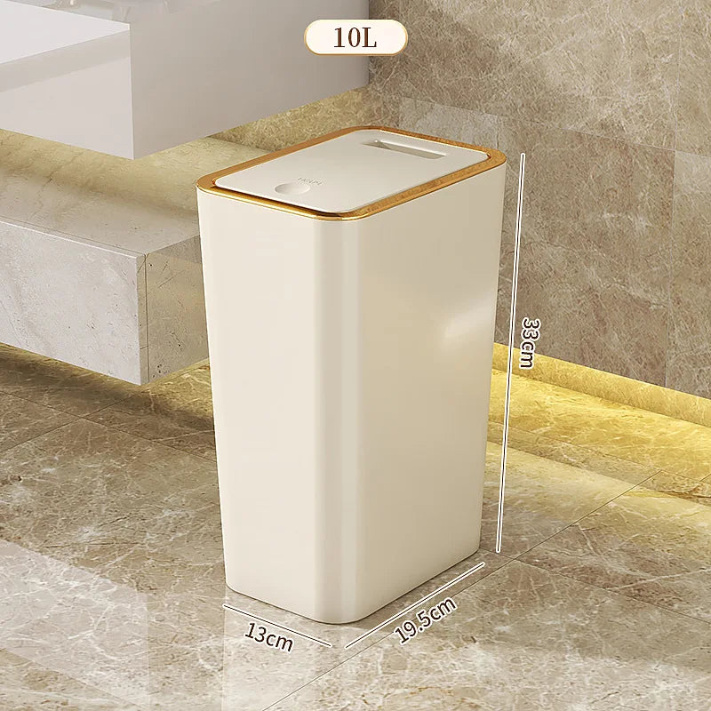 Trash can household bathroom living room seam bedroom toilet storage bucket large capacity press type trash can with lid