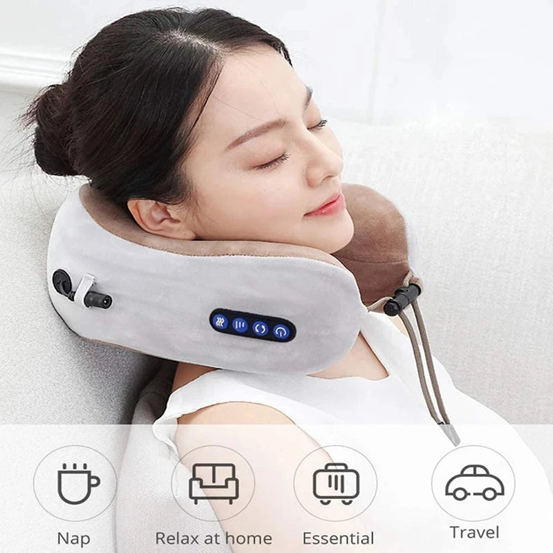 Electric U Shaped Neck Massager Vibration U Shaped Pillow Multifunctional Shoulder Cervical Massager Heating  Relax Massage Pill