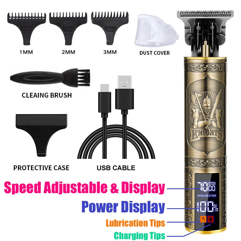 T9 Vintage Electric Shaver Barber Cordless Hair Cutting Machine USB Charging Hair Trimmer Portable Hair Clipper Suitable For Men