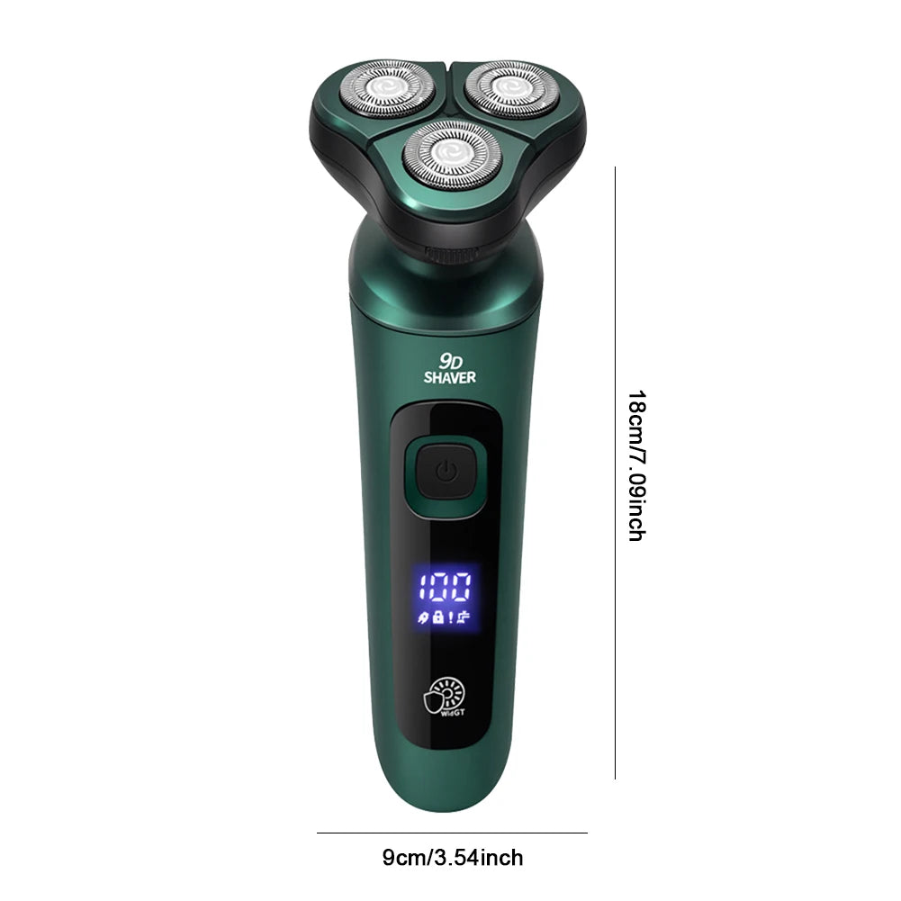Men Electric Travel Shaver USB Charging Three-head Floating Razor with Digital Display Painless Cordless Trimmer Portable Shaver