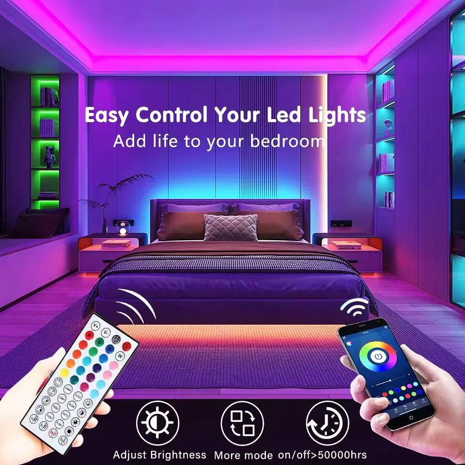 24V Led Strip Lights 10m 20m 30m 40m Led Lighs Music Sync Led Tape with Remote&App Control Flexible Ribbon for Room Party Decor