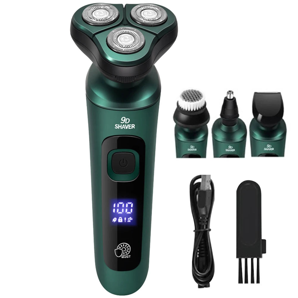 Men Electric Travel Shaver USB Charging Three-head Floating Razor with Digital Display Painless Cordless Trimmer Portable Shaver