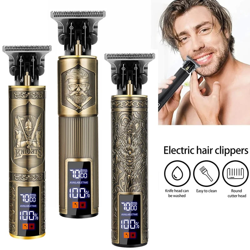 T9 Vintage Electric Shaver Barber Cordless Hair Cutting Machine USB Charging Hair Trimmer Portable Hair Clipper Suitable For Men