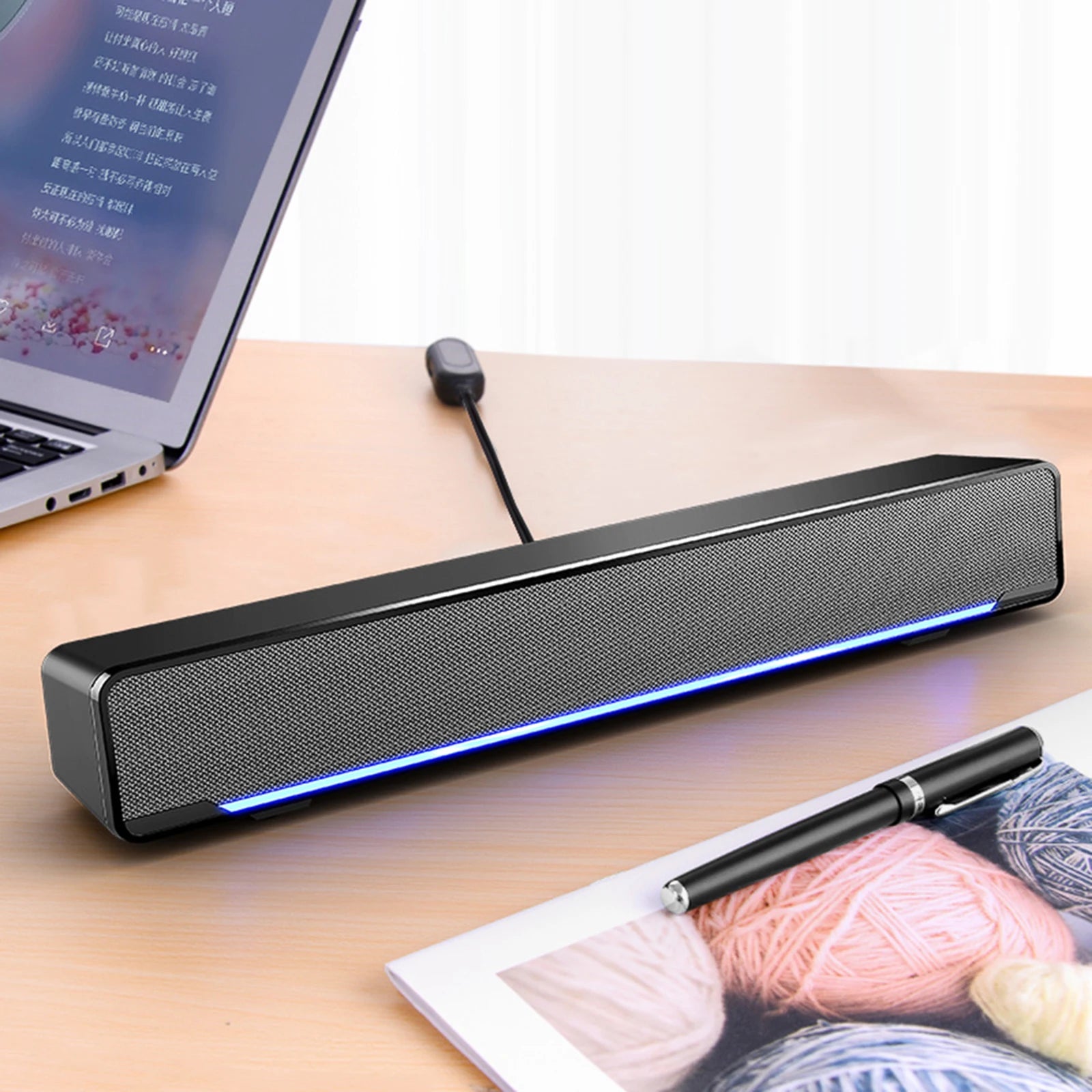 USB Wired Computer Speaker Bar Stereo Subwoofer Powerful Music Player Bass Surround Sound Box 3.5mm Audio Input for PC Laptop