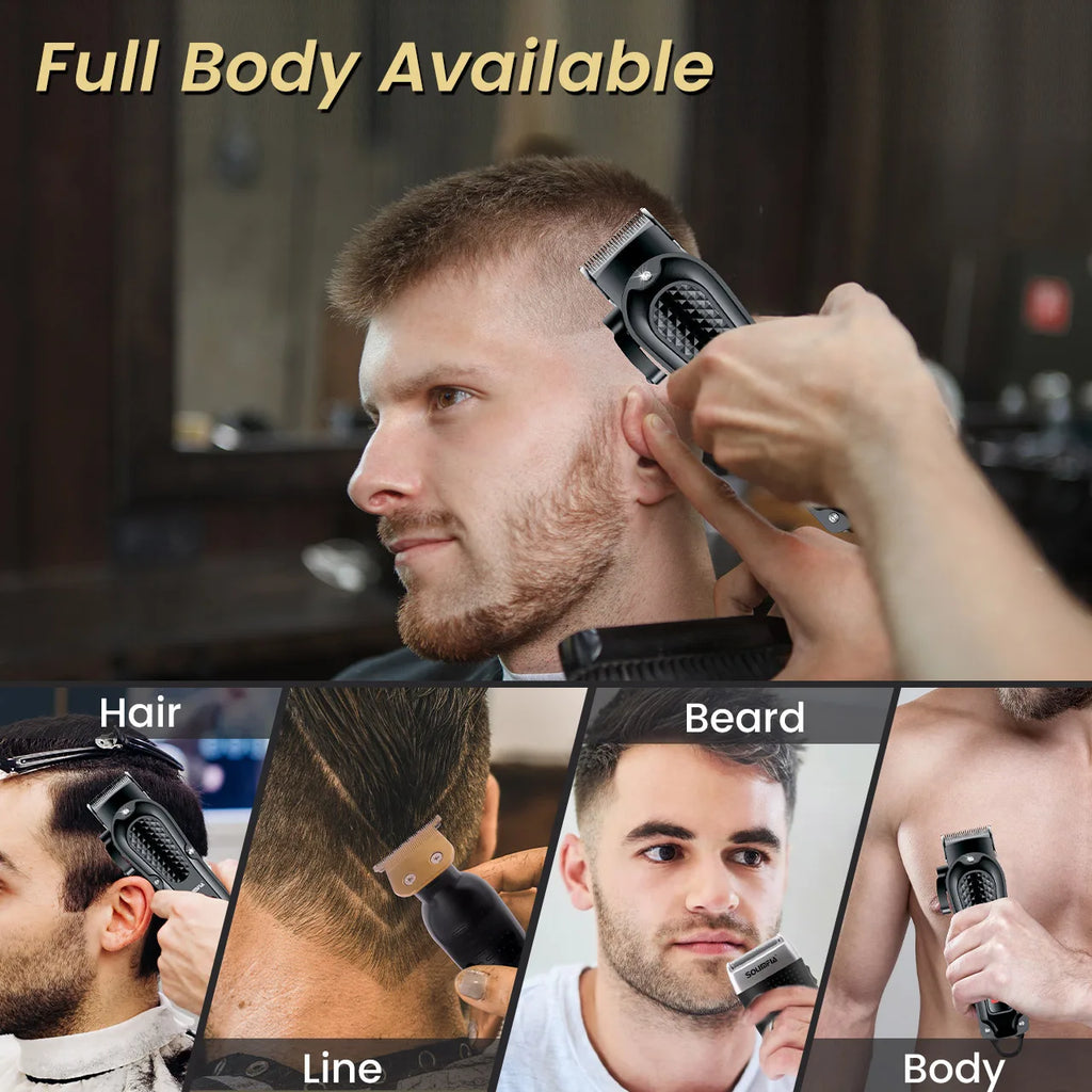 Solimpia Hair Clippers Set Machine Oil Head Carving Digital Display Haircut Scissors Electric Pusher Three-Piece Set