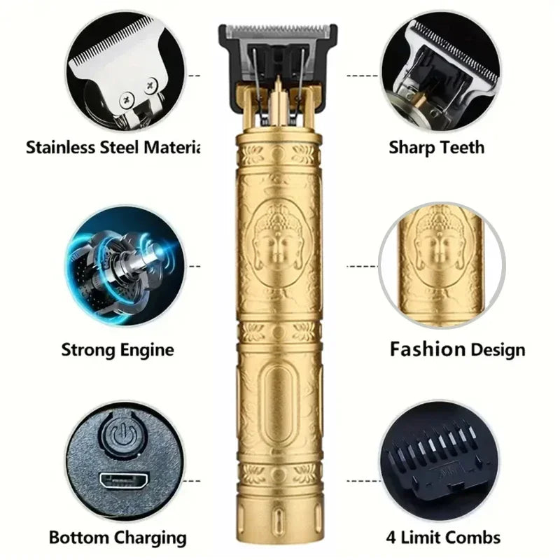 T9 Vintage Electric Shaver Barber Cordless Hair Cutting Machine USB Charging Hair Trimmer Portable Hair Clipper Suitable For Men