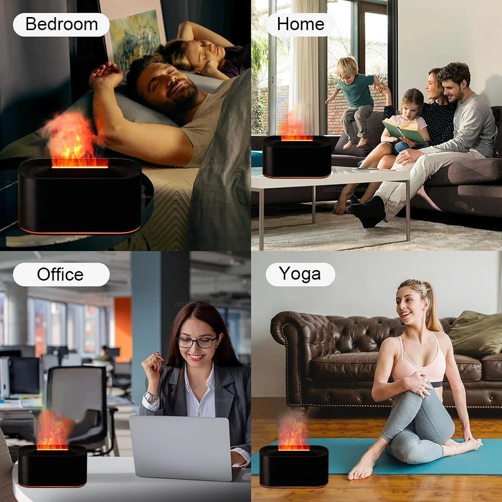 Air Humidifier Essential Oils Humidifiers Flame Aroma Humidifier Fragrance Diffuser Home Aromatherapy Diffuser With LED Light