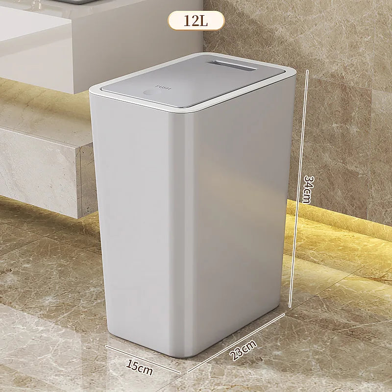 Trash can household bathroom living room seam bedroom toilet storage bucket large capacity press type trash can with lid