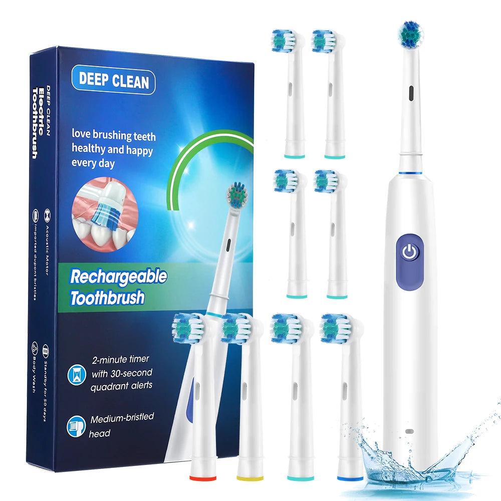 Rechargeable Rotary Electric Toothbrush 5 Modes Sonic Tooth Brush For Adults Rotating Toothbrushes Plaque Remover Teeth Cleaner