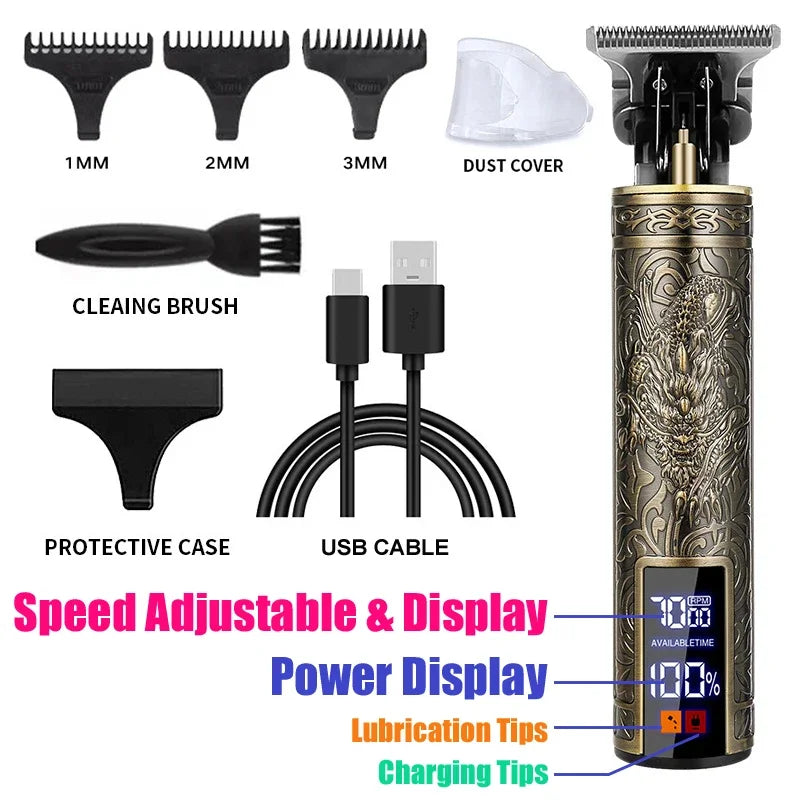 T9 Vintage Electric Shaver Barber Cordless Hair Cutting Machine USB Charging Hair Trimmer Portable Hair Clipper Suitable For Men