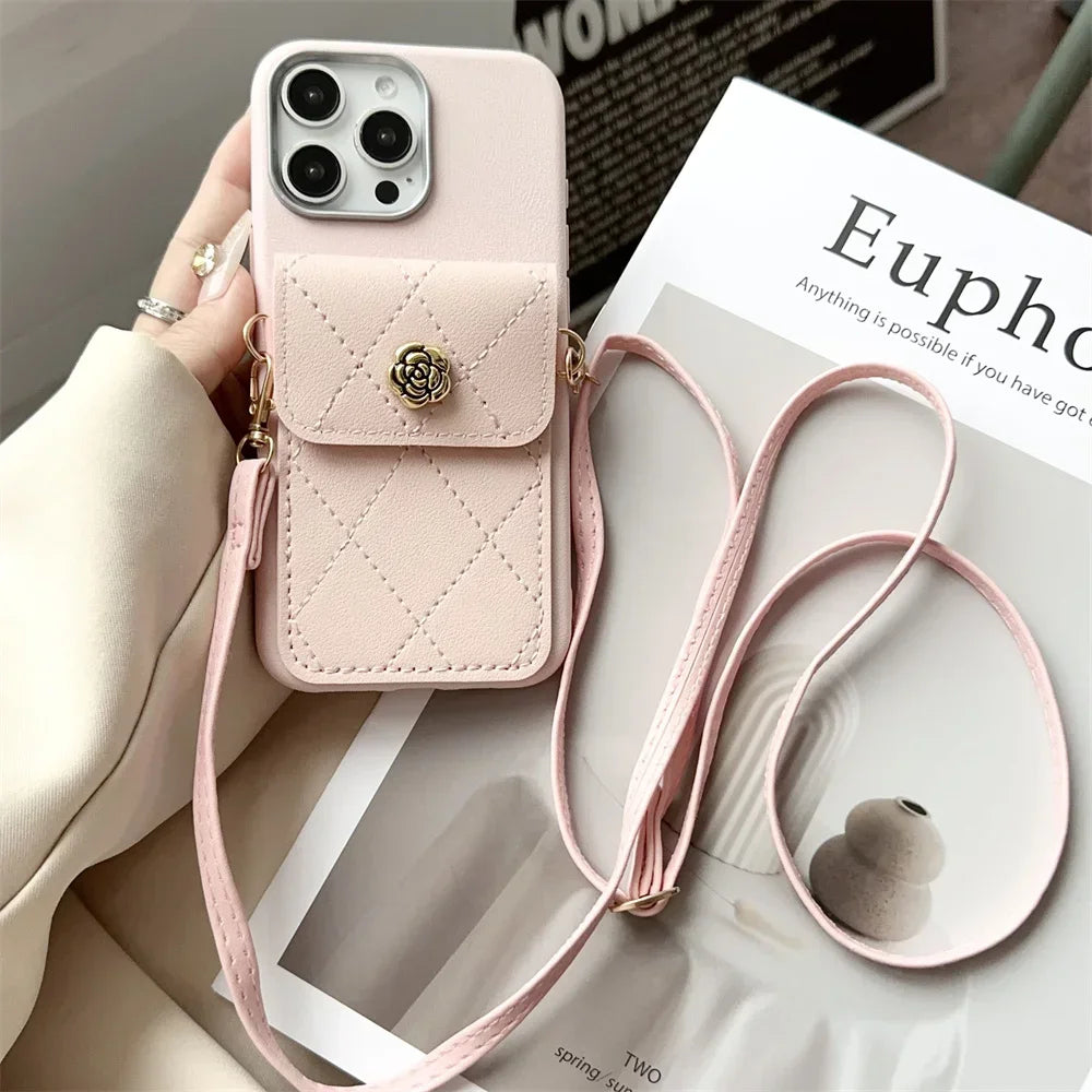 FLYKYLIN Luxury Crossbody Leather Cover For Xiaomi Redmi Note 14 Pro 5G POCO F6 C75 Lanyard Pocket Wallet Phone Case