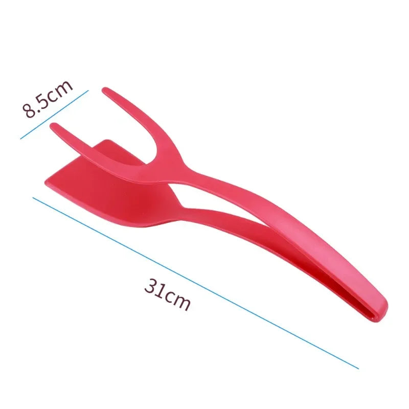 2in1 Clip Silicone Grip Flip Tongs Egg Steak Spatula Tongs Clamp Pancake Fried Turners Cooking Tool Kitchen Accessories