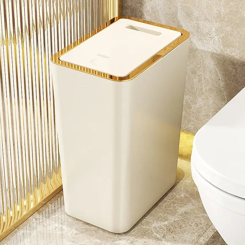 Trash can household bathroom living room seam bedroom toilet storage bucket large capacity press type trash can with lid