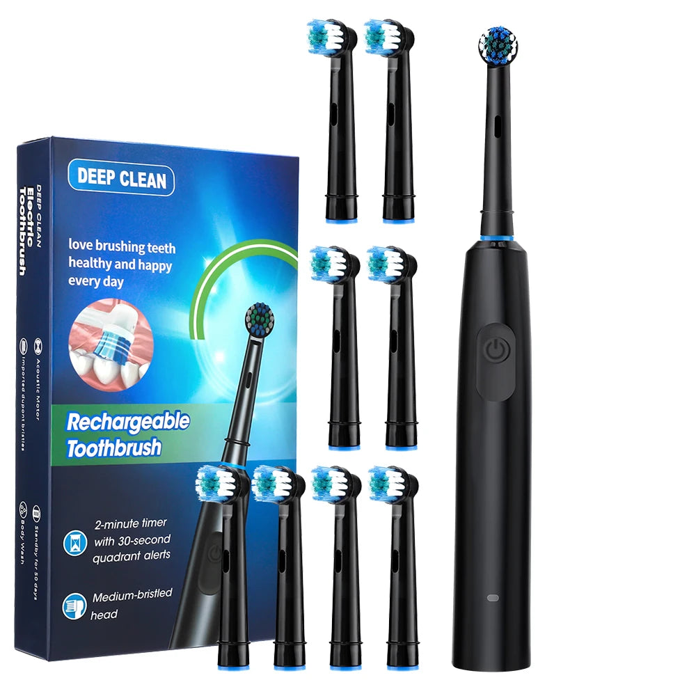 Rechargeable Rotary Electric Toothbrush 5 Modes Sonic Tooth Brush For Adults Rotating Toothbrushes Plaque Remover Teeth Cleaner