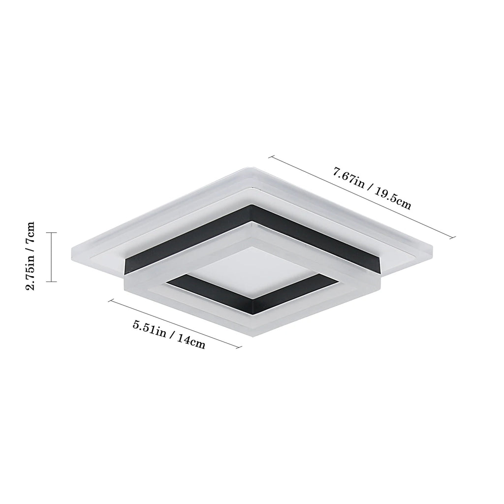 Modern LED Ceiling Light, Square Ceiling Lamps 24W, Acrylic Ceiling Light for Bathroom, Hallway, Bedroom, Cool White Light 6500K