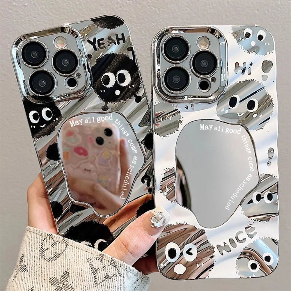 Luxury Make UP Mirror Phone Case For iPhone 11 13 16 Pro Max 14 15 12 13promax 15promax 14promax Shockproof Soft Covers Fundas