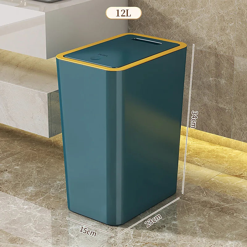 Trash can household bathroom living room seam bedroom toilet storage bucket large capacity press type trash can with lid