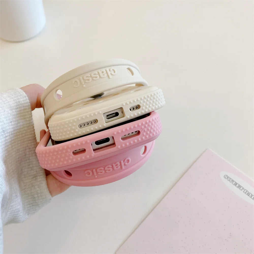 Luxury Gem Crocs DIY phone case soft cover for iPhone 13 Pro 11 12 Pro Max 14 15 plus 16 16 Pro 13 cover with wrist strap Cover
