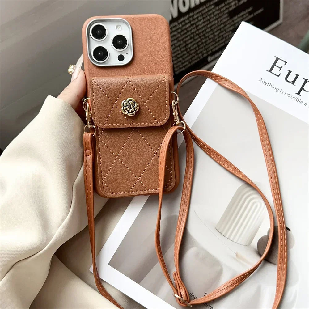 FLYKYLIN Luxury Crossbody Leather Cover For Xiaomi Redmi Note 14 Pro 5G POCO F6 C75 Lanyard Pocket Wallet Phone Case