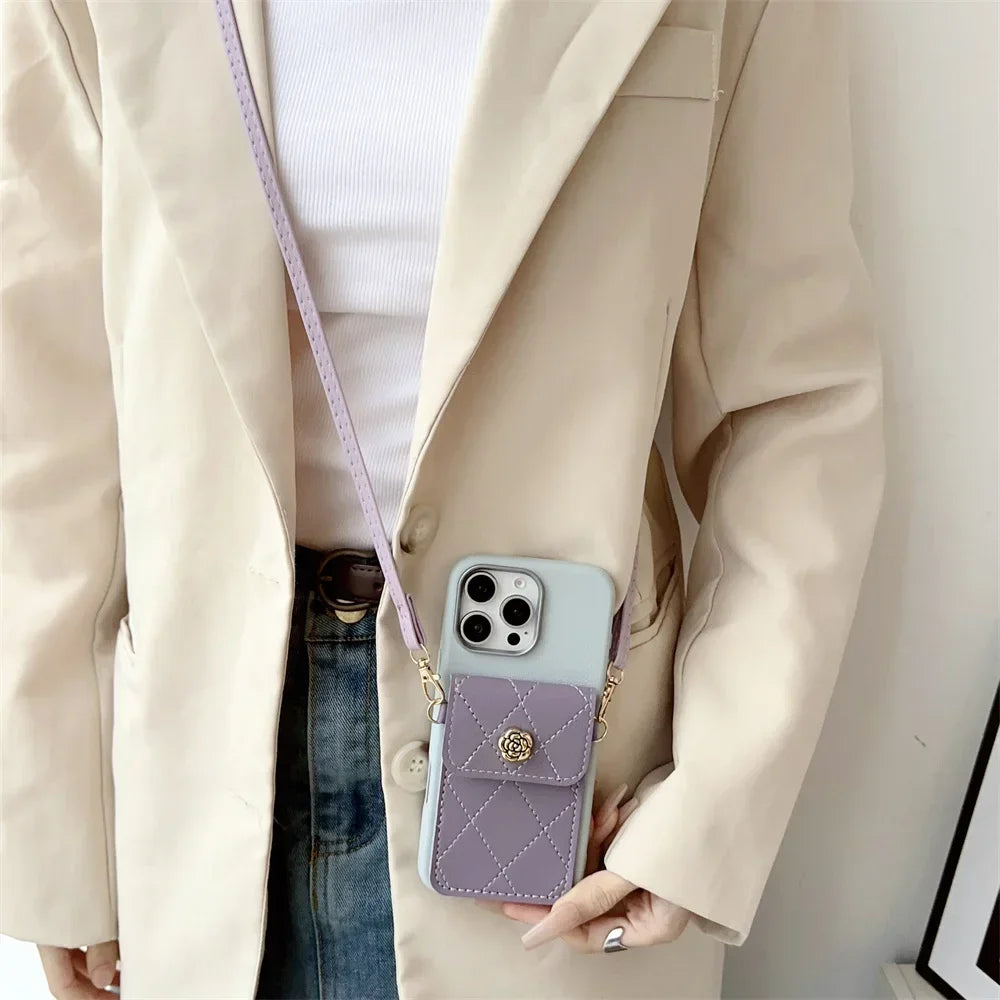 FLYKYLIN Luxury Crossbody Leather Cover For Xiaomi Redmi Note 14 Pro 5G POCO F6 C75 Lanyard Pocket Wallet Phone Case