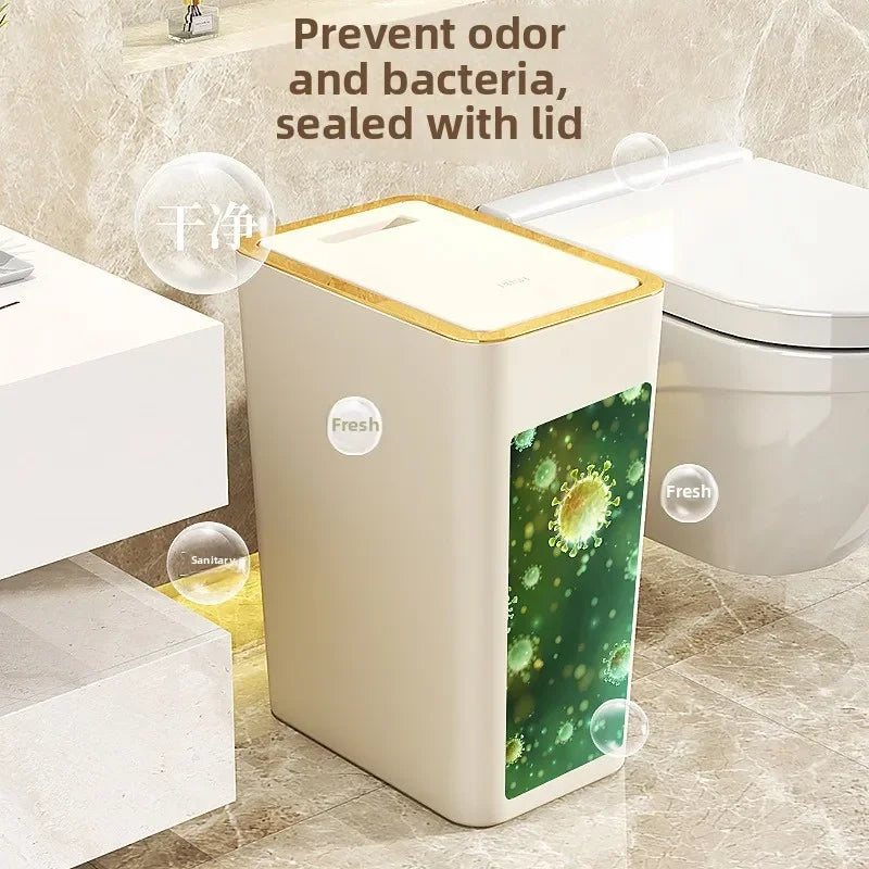 Trash can household bathroom living room seam bedroom toilet storage bucket large capacity press type trash can with lid