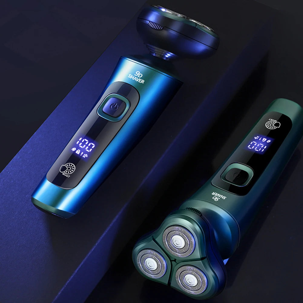 Men Electric Travel Shaver USB Charging Three-head Floating Razor with Digital Display Painless Cordless Trimmer Portable Shaver
