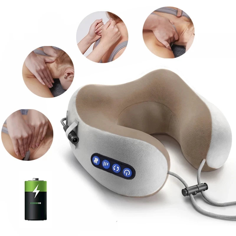 Electric U Shaped Neck Massager Vibration U Shaped Pillow Multifunctional Shoulder Cervical Massager Heating  Relax Massage Pill