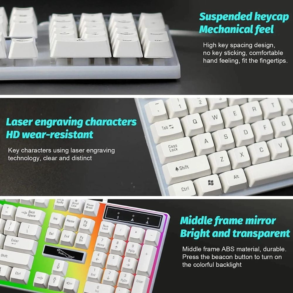 Gaming Keyboard Mouse Set Rainbow LED Wired USB For PC Laptop PS4  One 360UK